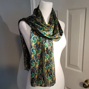 Cejon Accessories 100% Silk Retro Wave Scarf